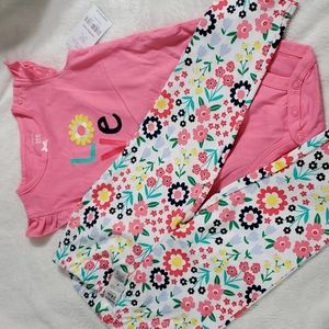 Carter's 2-Piece Set-Pink Onsie with Floral Pants NWT